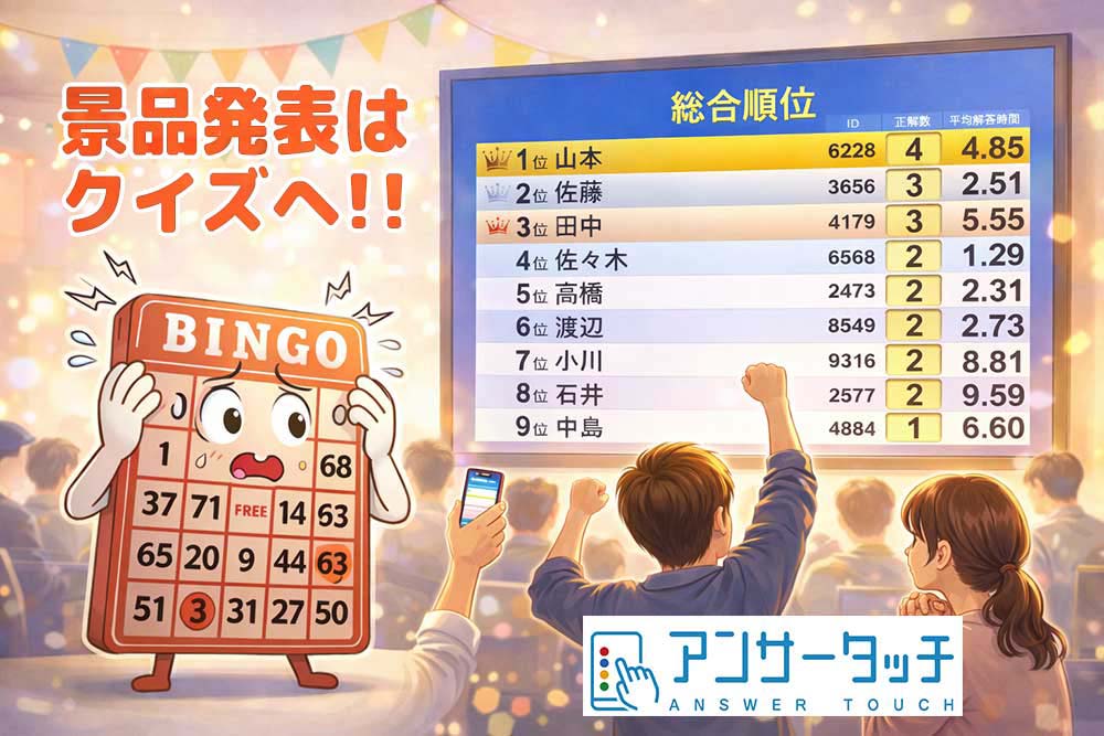 景品発表はビンゴよりクイズへ！アンサータッチ